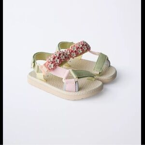 Zara kids, pink, floral strap sandals, size 10.5
